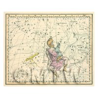 Dolls House Miniature 1800s Star Map With Auriga And Lnnx