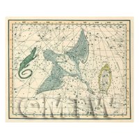 Dolls House Miniature 1800s Star Map With Cynus, Lyra And Lacerta