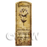 Dolls House Herbalist/Apothecary Centaury Herb Long Sepia Label