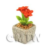 Miniature Handmade Dark Orange Coloured Ceramic Flower (CFDO2)