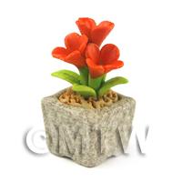 Miniature Handmade Dark Orange Coloured Ceramic Flower (CFDO12)