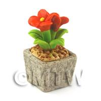 Miniature Handmade Dark Orange Coloured Ceramic Flower (CFDO8)