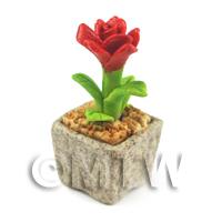 Miniature Handmade Red Coloured Ceramic Flower (CFR6)