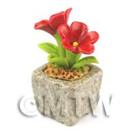 Miniature Handmade Red Coloured Ceramic Flower (CFR7)