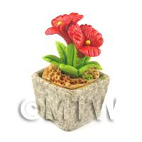 Miniature Handmade Red Coloured Ceramic Flower (CFR2)