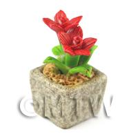 Miniature Handmade Red Coloured Ceramic Flower (CFR14)