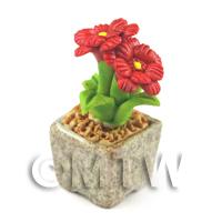 Miniature Handmade Red Coloured Ceramic Flower (CFR9)