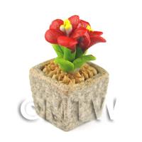 Miniature Handmade Red Coloured Ceramic Flower (CFR4)