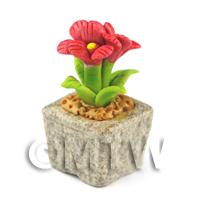 Miniature Handmade Red Coloured Ceramic Flower (CFR15)