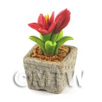 Miniature Handmade Red Coloured Ceramic Flower (CFR10)