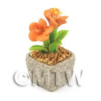 Miniature Handmade Orange Coloured Ceramic Flower (CFO3)