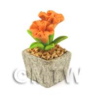 1/12th scale - Miniature Handmade Orange Coloured Ceramic Flower (CFO8)