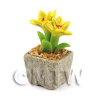 Miniature Handmade Yellow Coloured Ceramic Flower (CFY6)