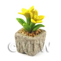 Miniature Handmade Yellow Coloured Ceramic Flower (CFY7)