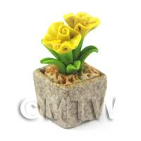 Miniature Handmade Yellow Coloured Ceramic Flower (CFY8)