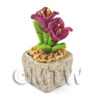 Miniature Handmade Purple Coloured Ceramic Flower (CFPU9)