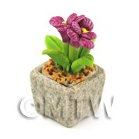 Miniature Handmade Purple Coloured Ceramic Flower (CFPU7)