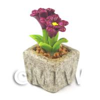 Miniature Handmade Purple Coloured Ceramic Flower (CFPU8)