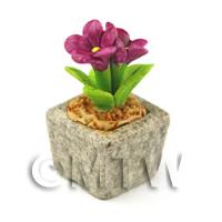 Miniature Handmade Purple Coloured Ceramic Flower (CFPU11)