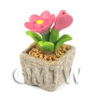 Miniature Handmade Pink Coloured Ceramic Flower (CFP9)