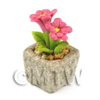 1/12th scale - Miniature Handmade Pink Coloured Ceramic Flower (CFP11)