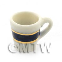 Dolls House Miniature Blue and Metallic Gold Coffee Cup 