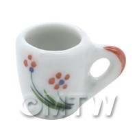 Dolls House Miniature Orange Flower Design Ceramic Mug