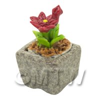 Miniature Handmade Red Coloured Ceramic Flower (CFR18)