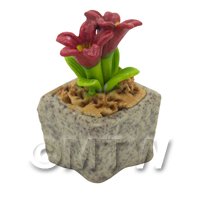 Miniature Handmade Red Coloured Ceramic Flower (CFR20)