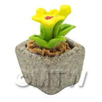Miniature Handmade Yellow Coloured Ceramic Flower (CFY15)