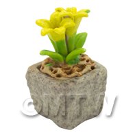 Miniature Handmade Yellow Coloured Ceramic Flower (CFY17)