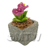 Miniature Handmade Pink Coloured Ceramic Flower (CFP15)