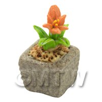Miniature Handmade Orange Coloured Ceramic Flower (CFO12)