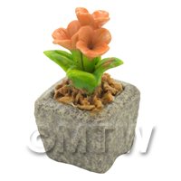 Miniature Handmade Orange Coloured Ceramic Flower (CFO15)