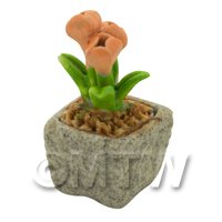 Miniature Handmade Orange Coloured Ceramic Flower (CFO16)