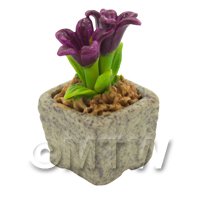Miniature Handmade Purple Coloured Ceramic Flower (CFPU15)