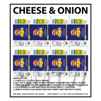 Dolls House Miniature Packaging Sheet of 8 Walkers Cheese & Onion Crisps