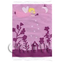 Dolls House Miniature Small Pink Fairy Scene Childrens Rug