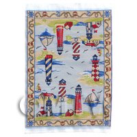 Dolls House Miniature Small Childrens Rug With Lighthouse Scenes