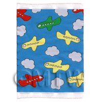 Dolls House Miniature Small Childrens Rug Airplanes And Clouds