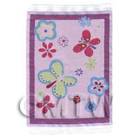 Dolls House Miniature Small Childrens Rug With Big Butterflys