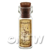 Dolls House Apothecary Cinquefoil Herb Short Sepia Label And Bottle