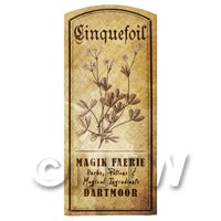 Dolls House Herbalist/Apothecary Cinquefoil Herb Short Sepia Label
