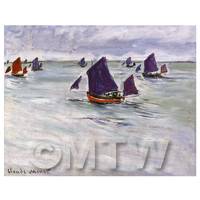 Claude Monet Painting Fishing Boats Off Pourville