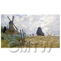 Claude Monet Painting Windmill And Boats Near Zaandam
