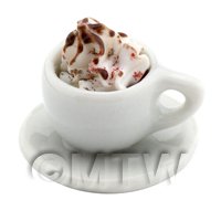 Dolls House Miniature Coffee With Whipped Cream And Chocolate Sauce