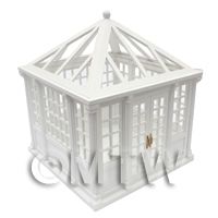 Dolls House Miniature White Painted Wood Greenhouse / Conservatory 