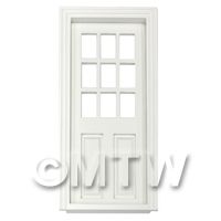 Dolls House Miniature White Painted 9 Panel Glazed Wood Door