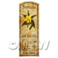 Dolls House Herbalist/Apothecary Damiana Herb Long Colour Label
