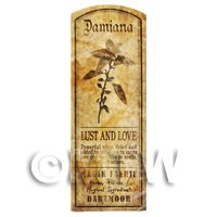 Dolls House Herbalist/Apothecary Damiana Plant Herb Long Sepia Label